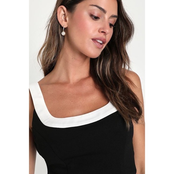 NWT Lulus Totally Sensational Black Color Block Sleeveless Crop Top Medium - Picture 4 of 7